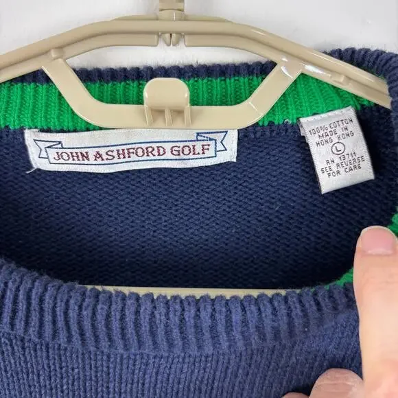 Vintage John Ashford Golf Golfer Scene Sweater Large Cotton preppy